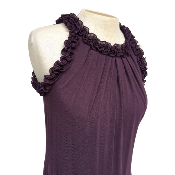 Kische Tops - Kische Eggplant Long Ruffle Sleeveless Tunic S